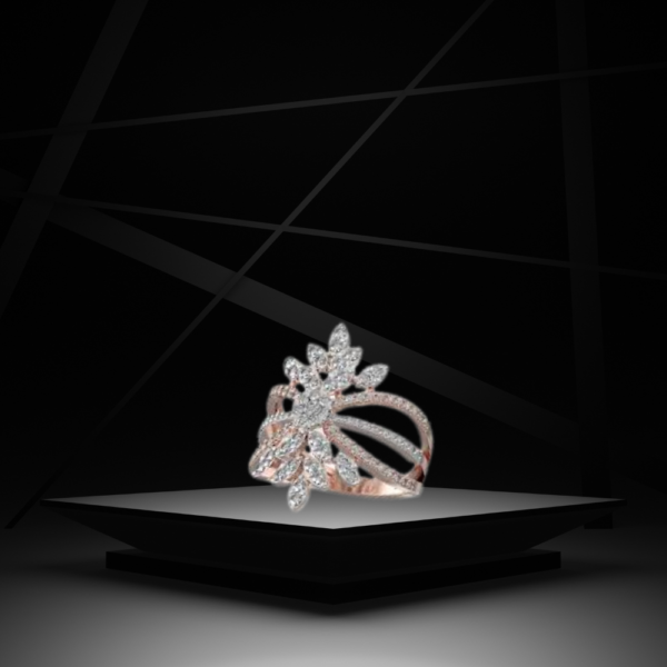 alibba silver leave pattern ring